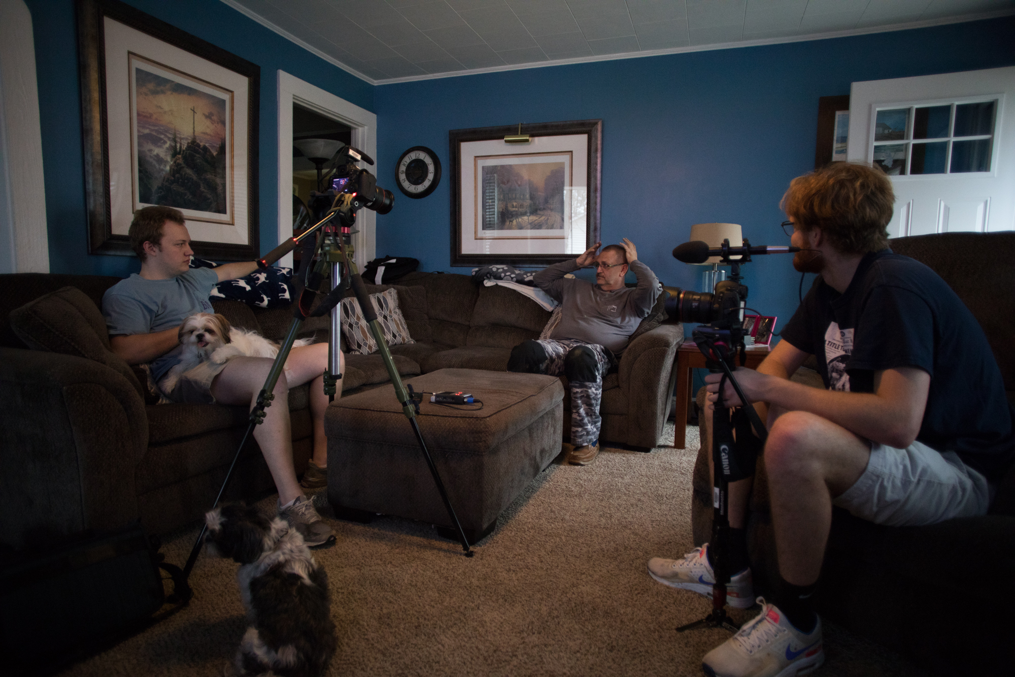 image of students filming Bobby Goins
